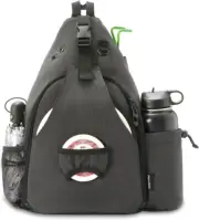 MOYAQI Disc Golf Bag with Retriever Holder and Storage Pockets, Disc Golf Backpa