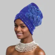 Nigerian Wedding Cap Aso Oke African Headtie Auto Gele Women Hijab Cap Headwear
