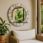Unique White agate wall mirror | Round agate stone wall mirror | Living Room