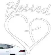 Jesus Crooss Sticker - Religious Car Sticker, Faith Window Decal, Christian Vinyl Decal | Religious Car Decoration Decal, Blessed Love Letters Personalized Stickers, Faith Hope Love Stickers for Car