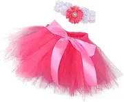 Gatuida Infant Tutu Skirt Headband Red Photography Prop Bow-Knot Dress Outfits Crochet Baby Clothing 0-6 Months