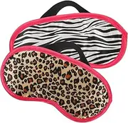 DEARMAMY 2Pcs Eye Mask Soft Comfortable Eye Cover for Sleep Travel Meditation Light Blocking Blindfold with Zebra Leopard Patterns for Home Office The Go