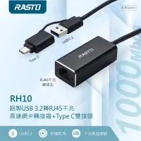 在飛比找生活市集優惠-【RASTO】鋁製USB 3.2轉RJ45千兆高速網卡轉接器