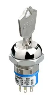 Apem SP3T KEYLOCK SWITCH 4A 2-Way 125VAC 28VDC Momentary, Round Bezel, 45° Index