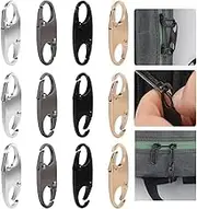 Zipper Locks, Granmagazz 12 PCS Zipper Pull Repair Pull tabs Zipper Tags Zipper Slider Replacement Metal Zipper, S Shaped Double Opening Zipper Clip for Luggage, Backpack, Purse Closed