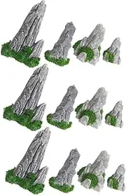 ibasenice 12pc Miniature Garden Decor Resin Mini Rockery for Home Office Bonsai Fish Tank Unique Landscape Decoration
