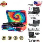 Lightweight Bluetooth 3-Speed Vinyl Suitcase Player with Upgraded Sound Quality