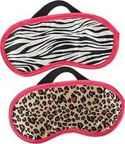 WRITWAA 2Pcs Eye Mask Breathable Blackout for Travel Sleep Comfortable Eye Cover for Naps Outdoor Activities Lightweight Portable Design Zebra Leopard Print