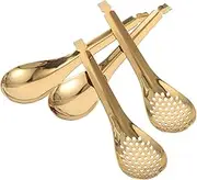 VALICLUD 4pcs Stainless Steel Caviar Spoons Set Slotted and Soup Spoons for Cooking and Serving for Home Kitchen and Restaurant Use