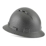 Full Brim Hard Hats Vented Construction Grey Long Carbon Fiber - Vented
