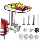 Metal Food Grinder Attachment for KitchenAid Stand Mixers, Meat Metal Silver