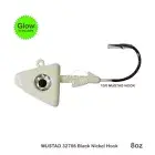 Fish WOW!® Fishing 8oz Shad Jig Head 32786 MUSTAD 2x Strong Hook 10/0 Glow