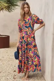 NEW Mister Zimi Maxi Dress Lottie Bright Colourful Vintage Paisley Size 10
