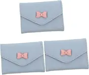 [BESTYASH] 3pcs Wallets for Teen Bow Wallet Pu Women Wallets Wallet Sky-Blue