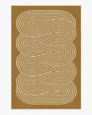 185' x 275' | Machine Washable Runner Rug | Kid & Pet Friendly | Indoor Rug | Jonathan Adler Ribbon Caramel Gold Rug | Ruggable