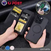 Detachable Leather Case For iPhone 16e 15 14 13 12 11 Magnetic Flip Wallet Cover