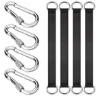 4 PCS Black Tree Swing Straps Hanging Kit with 4 Carabiners, 24cm / 9.4inches...