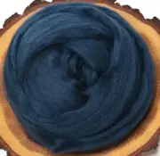 MIDNIGHT BLUE Merino wool roving, combed top, for spinning, nuno felting - 2 oz