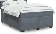 Box Spring Bed with Mattress Dark Grey Queen Velvet,Beds & Bed Frames-3288796