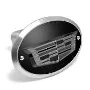 Cadillac 3D Crest Logo in Gunmetal Black Oval Billet Aluminum Tow Hitch Cover