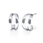 Double Open Crescent Stud Earrings in Sterling Silver