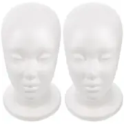 2 Pcs Head Model Wig Holder Hat Display Stand Foam Mannequin for Wigs Woman