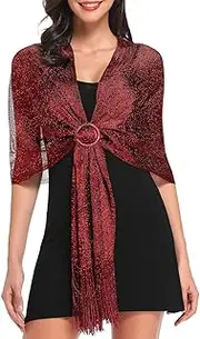 [Tapp Collections] Sparkling Metallic Shawls and Wraps with Buckle for Evening Dresses Wedding Party