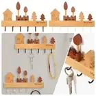 1Pcs 6 Hooks Key Hook Rack Wooden Wall Decoration Hook For Keys Coats Towels