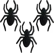 Halloween Black Spider Patch Iron on Spider Patch Spider Embroidered Patches Spider Sew On Patch Applique Halloween Costume Applique for Halloween Costume Clothing (3)