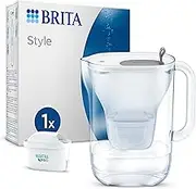 BRITA Style Water Filter Jug Grey (2.4L) incl. 1x MAXTRA PRO Pure Performance Cartridge - Fridge-Fitting Design jug with Smart LED-LTI and Flip-Lid - Now in Sustainable Smart Box Packaging