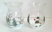 Hurricane Wax Cube Melt Candle Warmer Set of 2 Winter Theme Unbranded Pre-owned