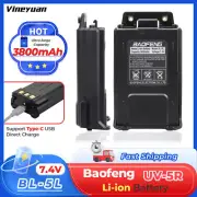 New Baofeng 3800mAh UV-5R Battery USB Type C Fast Charge BL-5L Battery For UV-5R