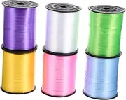 BEBEMOKO 6 Rolls Colorful Balloon Binding Ribbon for DIY Party Decorations Present Wrapping and Classroom Use Durable Easy to Store and Versatile Decorative Ribbon