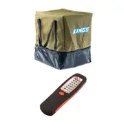 Adventure Kings 400GSM Camping Toilet Bag PVC Base + LED Work Light 24 LEDs