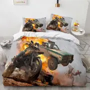 v586 Bed Sheets Game PUBG Bedding Set,Duvet Cover Comforter Bed Set Quilt Cover Pillowcase,King Queen Twin Size Boys Girls Adults 3-Piece Bedding Set