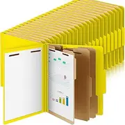 Skyygemm 48 Pcs Pressboard Classification Folders Bulk 3 Dividers File Folder with 3 Inch Fastener, Letter Size with 3.5 Inch Expansion for Organize Paper Files for Office Classroom (Yellow)
