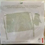 Made For Retail 2PC Green Polka Dot Gardening Gloves & 2 Pocket Apron Gift Set