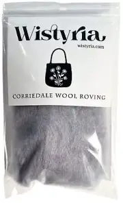 Wool Roving 12" .22oz Soft Grey