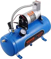 VEVOR 12V Air Compressor with Tank 1.6 Gallon/6 L, Train Horn Air Compressor, 120 psi Working Pressure Onboard Air Compressor System for Train Air Horns, Inflating Tires, Air Mattresses