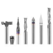 1/4" Shank CNC Router Bit Essential Kit Includes 1/4" ER11 Collet, V-bit, End Mi