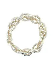 Juvell 18K Plated Hammered Link Bangle Bracelet
