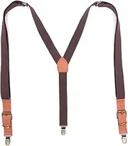 [Wedhapy] Leather Suspenders Personalized Soft Suspenders Heavy Duty Elastic Straps Y Back Design Adjustable Hikers Suspenders for Men & Women