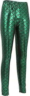 [Baluue] 1Pc Fish Scale Leggings for Women Dark Green Yoga Pants Chic Activewear for Running Yoga Unique Mermaid Pattern Comfortable High Waist Design