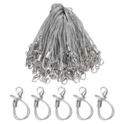 100Pcs Lobster Clasp Cords Clasp Strap Lanyard Charm Rope Silver Tone