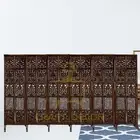 Wooden Room Partitions room Dividers Screen Separator 6 Panel with Stand