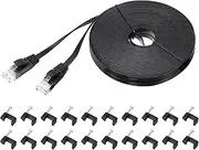 uxcell Cat 6 Ethernet Cable 50ft, 32AWG 250MHz Flat High Speed RJ45 Cat6 Internet Network Patch Cord with Clips for Computer, Gaming, Router, Modem, Black