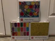 (3) 1000 PIECE LEGO PUZZLES, MINI-FIGURE FACES, PAINT PARTY, ICE CREAM DREAM-NEW