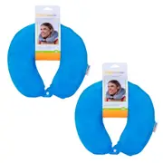 2x Flight Mode 27cm Soft Memory Foam Travel Neck Pillow/Cushion Assorted Colours