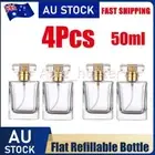 4PCS 50ML Refillable Perfume Atomizer Empty Flat Glass Spray Bottle Containers D