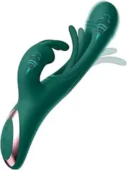 Flapping Rabbit G Spot Vibrator Dildo Sex Toy for Women Clit Stimulator Vibrator Massager with 7 Tongue Slapping 7 Vibration Modes for Vaginal Nipple Anal Stimulation Waterproof Female Adult Sex Toy (Green)